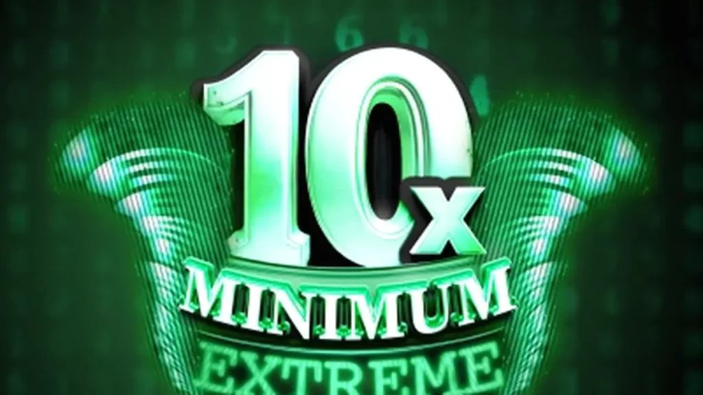 Tampilan layar mesin slot 10x Minimum Extreme dengan desain retro neon